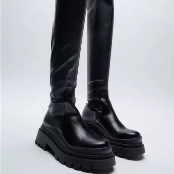 ZARA over the knee track boots - Picture 3 of 10